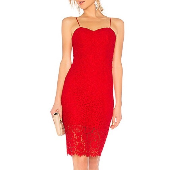 Bardot Pierre Lace Dress in Lava